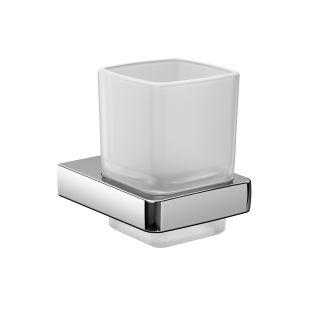 Trend 0220.001.00 Wall Mounted Satin Crystal Glass Toothbrush Holder with Polished Chrome Holder