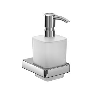 Trend 0221.001.00 Wall Mounted Satin Crystal Glass Soap Dispenser with Polished Chrome Holder and Pump
