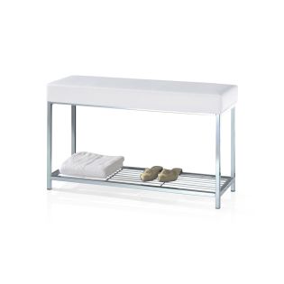 DW 67 Leather Vanity Bench with Polished Chrome Legs