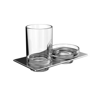 Art 1633.001.00 Wall Mounted Clear Crystal Glass Soap Dish and Toothbrush Holder with Polished Chrome Holder
