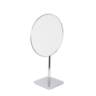 Discolo 39/1 Round Freestanding Magnifying Makeup Mirror in Polished Chrome, 3x Magnification