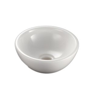 Acquaio 53698 Small Round Ceramic Vessel Bathroom Sink in Glossy White, 10.6"