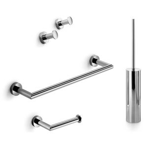 Baketo 5291 Bathroom Hardware Accessory Set in Polished Chrome, Includes 19.7" Towel Bar, Toilet Paper Holder, Set of Bathroom Hooks and Toilet Brush Holder