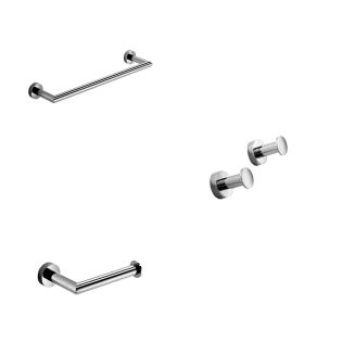 Baketo Bathroom Hardware Accessory Set in Polished Chrome, Includes Towel Bar, Toilet Paper Holder and Set of Bathroom Hooks