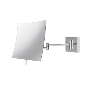 Beauty 910 Square Wall Mounted Two-Arm Magnifying Makeup Mirror in Polished Chrome, 5x Magnification