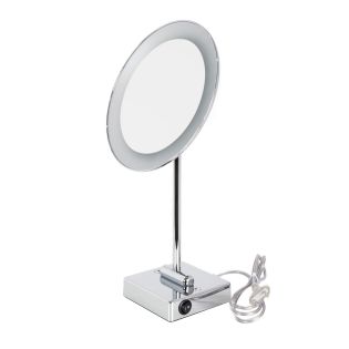 Discololed 37/1 Round Freestanding LED Lighted Magnifying Makeup Mirror in Polished Chrome, 3x Magnification