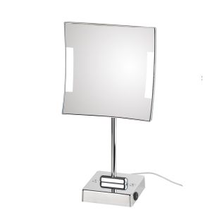 Quadrololed 62/1 Square Freestanding LED Lighted Magnifying Makeup Mirror in Polished Chrome, Cable & Plug, 3x Magnification