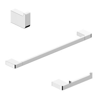Cube WSBC 226890A Bathroom Hardware Accessory Set in Polished Chrome, Includes 19.3" Towel Bar, Toilet Paper Holder and Bathroom Hook