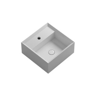 Cut 45.45 Square Ceramic Vessel or Wall Mounted Bathroom Sink, 17.7"