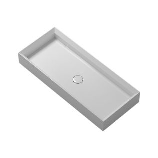 Cut 90.38 Rectangular Trough Vessel Bathroom Sink, 35.4"