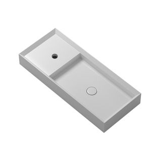 Cut 90.38F Rectangular Ceramic Vessel Bathroom Sink, 35.4"