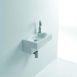 Deca Ceramic Wall Mounted Bathroom Sink in Glossy White, 17.7"