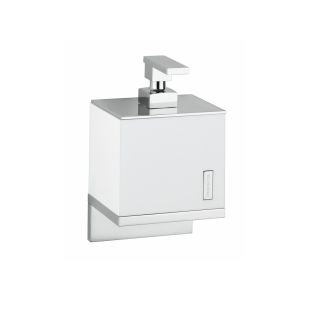 Demetra 1933 Wall Mounted Soap Dispenser in White, Polished Chrome Pump