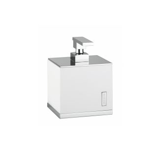 Demetra 1934 Freestanding Soap Dispenser in White, Polished Chrome Pump