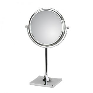 Doppiolo 46/1 Round Freestanding Double Sided Magnifying Makeup Mirror in Polished Chrome