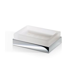 DW CO STS Freestanding Frosted Glass Soap Dish with Polished Chrome Base