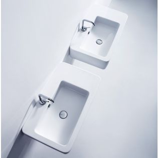 Ego 3243 Rectangular Ceramic Vessel or Wall Mounted Bathroom Sink, 29.5"