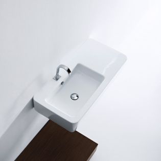 Ego 3244 Rectangular Ceramic Vessel or Wall Mounted Bathroom Sink, 35.4"