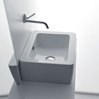 Ego 3247 Rectangular Ceramic Vessel Bathroom Sink, 15.7"