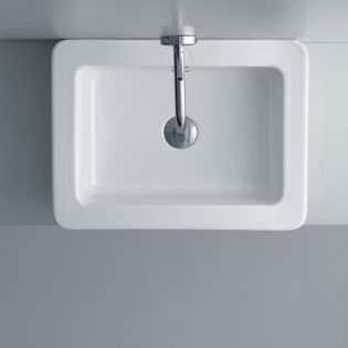 Ego 3248 Rectangular Ceramic Vessel Bathroom Sink, 19.7"