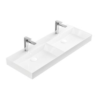 Energy 120 Rectangular Double Trough Vessel or Wall Mounted Bathroom Sink, 47.2"