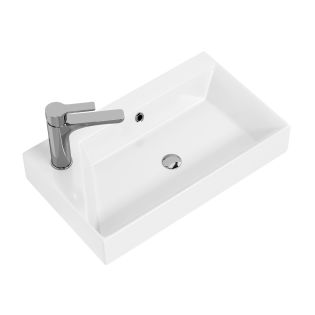 Energy 55 Rectangular Ceramic Vessel or Wall Mounted Bathroom Sink in Glossy White, 21.7"
