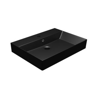 Energy 60 Rectangular Ceramic ADA Compliant Vessel or Wall Mounted Bathroom Sink in Matte Black, 23.6"