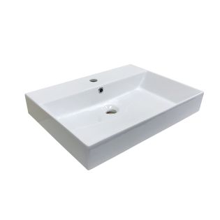 Energy 60 Rectangular Ceramic ADA Compliant Vessel or Wall Mounted Bathroom Sink, 23.6"