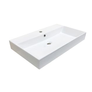Energy 70 Rectangular Ceramic ADA Compliant Vessel or Wall Mounted Bathroom Sink, 27.6"