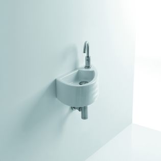 Giga WSB5601F Small Ceramic Wall Mounted Bathroom Sink in Glossy White, 17.9"