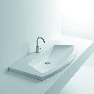 Glam 100 Ceramic Drop-in or Wall Mounted Bathroom Sink in Glossy White, 39.4"