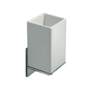 Glue L 306Q Wall Mounted Ceramic Toothbrush Holder with Polished Chrome Holder
