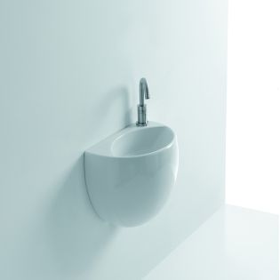 Kilo Small Ceramic Wall Mounted Bathroom Sink in Glossy White, 15.7"