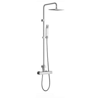 Level Plus ZCOL 607 Shower System in Polished Chrome, Includes Shower Head, Hand Shower, Slide Bar, and Rough-in Valve