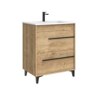 Lotus C70F Freestanding Bathroom Vanity, Includes Integrated Ceramic Sink, 28.0"