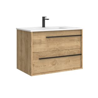 Lotus C80W Wall Mounted / Floating Bathroom Vanity, Includes Integrated Ceramic Sink, 32.0"