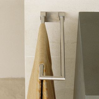 Metric 38.14.01.021 Lateral Fixed Double Towel Bar in Brushed Stainless Steel, 15.7"