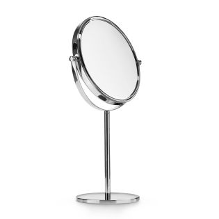 Mevedo 55851 Round Freestanding Double Sided Magnifying Makeup Mirror in Polished Chrome, 3x/1x Magnification
