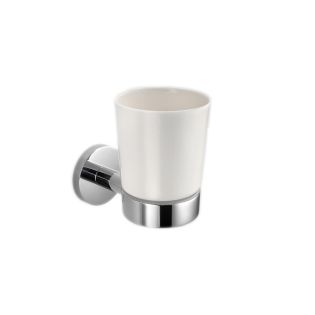 Napie 53011+53020 Wall Mounted Ceramic Toothbrush Holder with Polished Chrome Holder