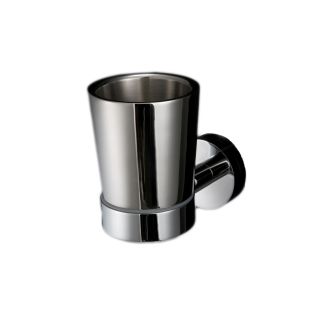 Napie 53011+53020 Wall Mounted Ceramic Toothbrush Holder with Polished Stainless Steel Holder