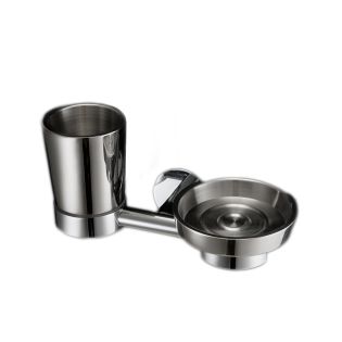 Napie 53012+53020+53021 Wall Mounted Soap Dish and Toothbrush Holder Set in Polished Stainless Steel