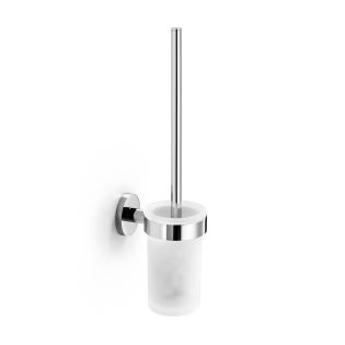 Napie 53066+55062.81 Wall Mounted Toilet Brush Holder in Polished Chrome, Frosted Glass Holder