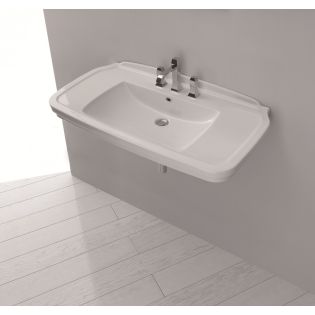 Nova 100 Rectangular Classical ADA Compliant Wall Mounted Bathroom Sink in Glossy White, 39.4"
