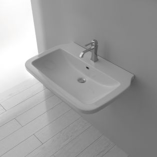Nova 75 Rectangular Classical ADA Compliant Wall Mounted Bathroom Sink in Glossy White, 29.5"