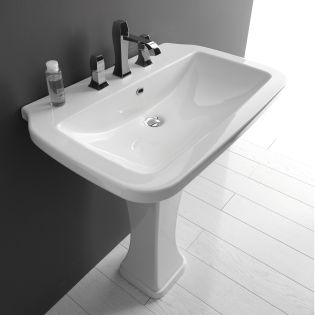 Nova 75C Classical Pedestal Bathroom Sink 29.5" in Glossy White
