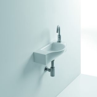 Peta WSB5801F Small Ceramic Wall Mounted Bathroom Sink in Glossy White, 17.3"