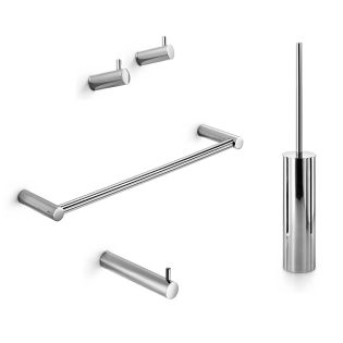 Picola 5291 Bathroom Hardware Accessory Set in Polished Chrome, Includes 15.7" Towel Bar, Toilet Paper Holder, Set of Bathroom Hooks and Toilet Brush Holder