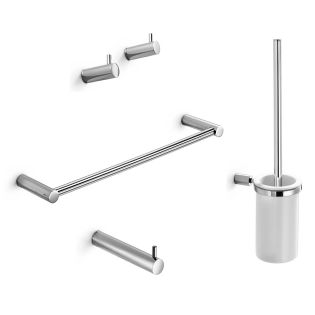 Picola 5292 Bathroom Hardware Accessory Set in Polished Chrome, Includes 15.7" Towel Bar, Toilet Paper Holder, Set of Bathroom Hooks and Toilet Brush Holder