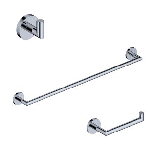 Pura WSBC 203290A Bathroom Hardware Accessory Set in Polished Chrome, Includes 23.6" Towel Bar, Toilet Paper Holder and Set of Bathroom Hooks