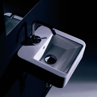 Quadro 3407 Small Square Ceramic Vessel or Wall Mounted Bathroom Sink, 11.8"